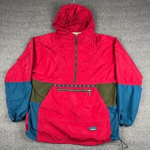 Vintage LL Bean Anorak Windbreaker Jacket Men's Large Color Block 1/4 Zip Hooded